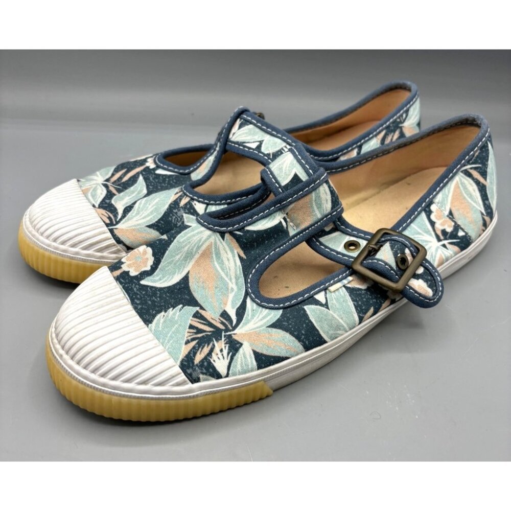 TOMS Womens Floral Canvas Mary Jane Shoes With Buckle Strap‎ 8.5